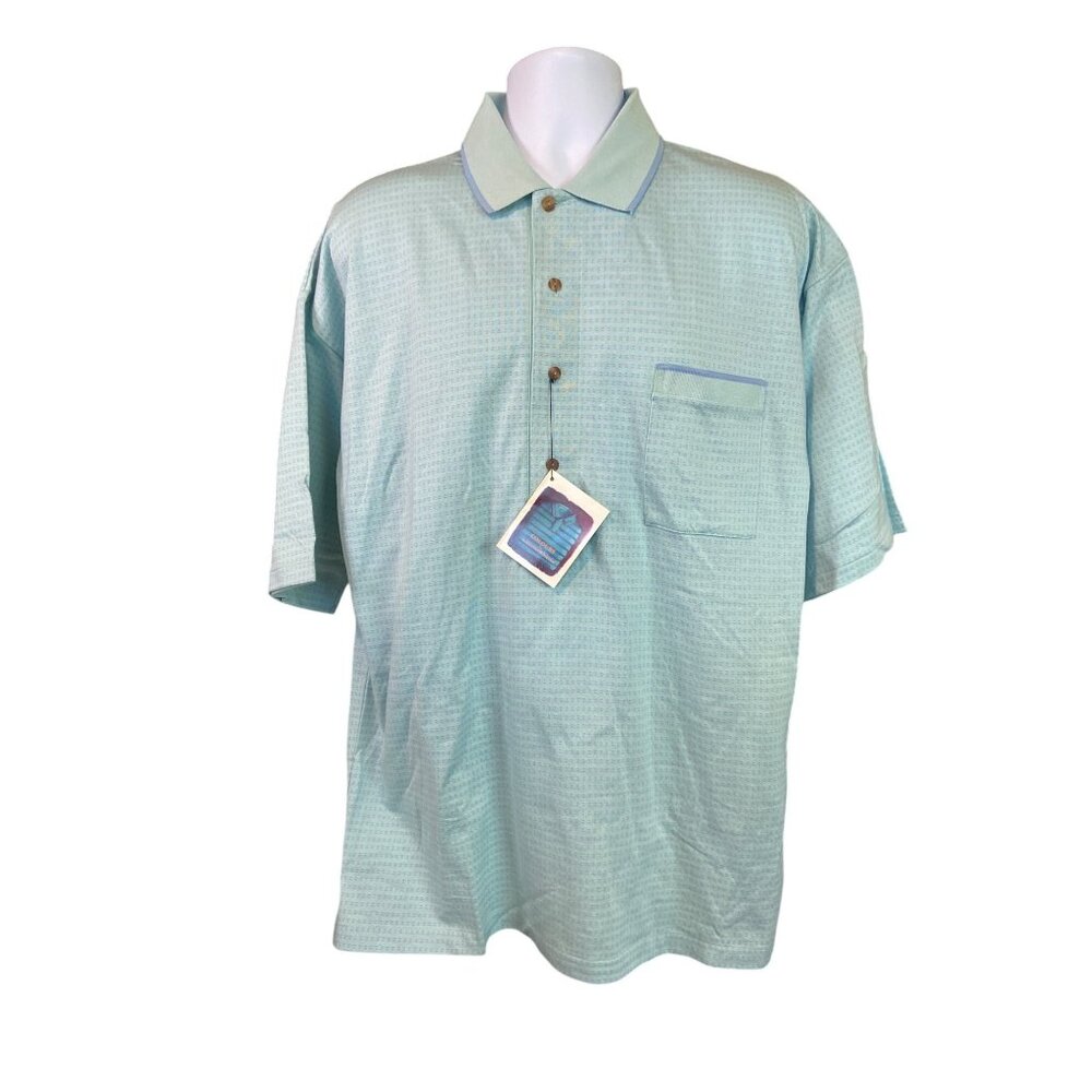 VTG  NWT Colours by Alexander Julian Polo Shirt L Mint Green 90s Preppy Golf
